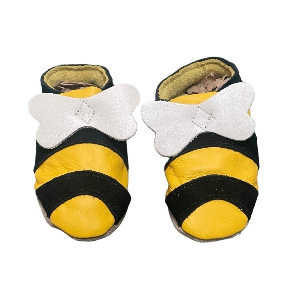 Star Child Bumble Bee Leather Baby Walking Shoes
